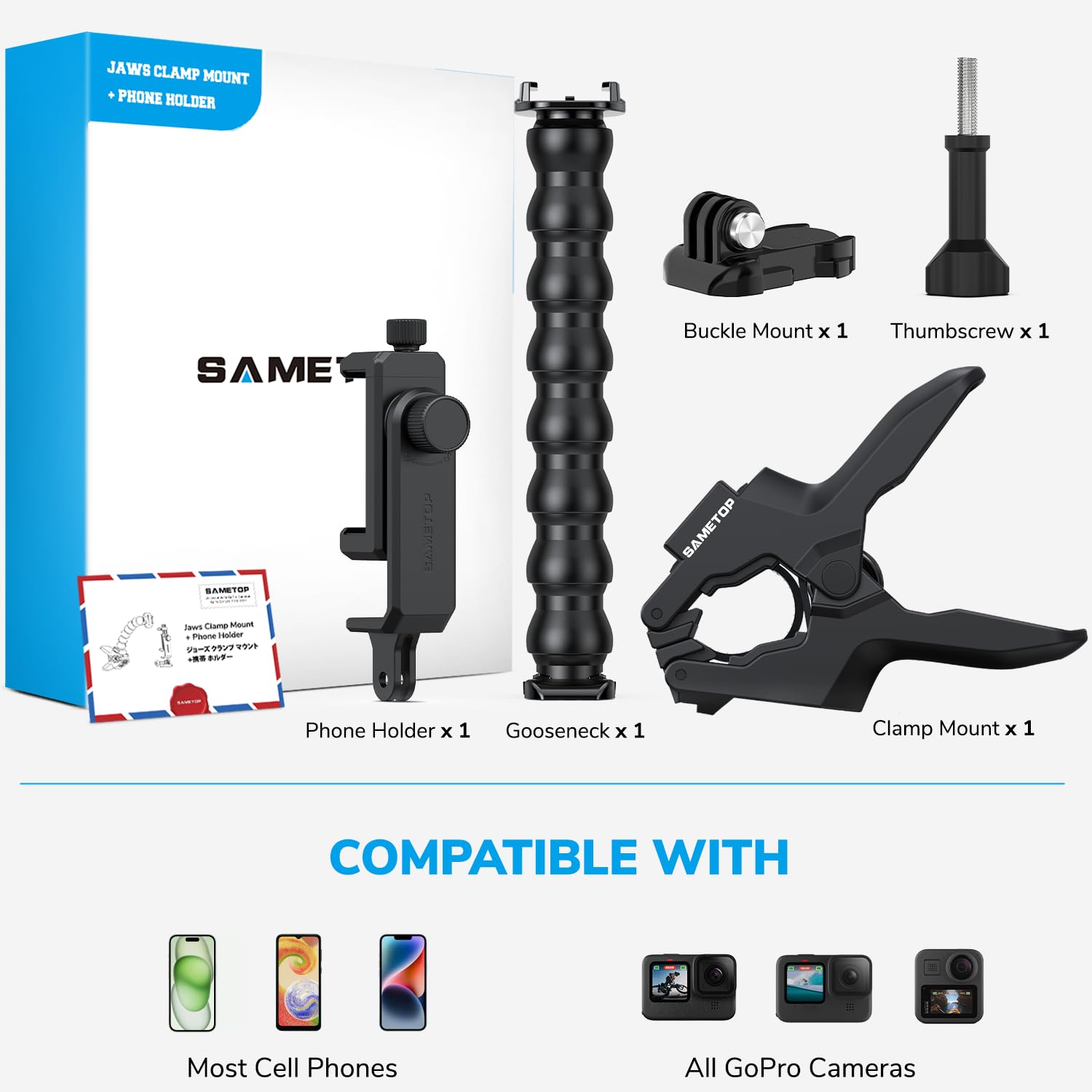 Sametop Gooseneck Phone Holder Clamp Clip Mount Cell Phone Stand For Desk Pole Table Compatible With Iphone 16 15 14 Pro Max Plu